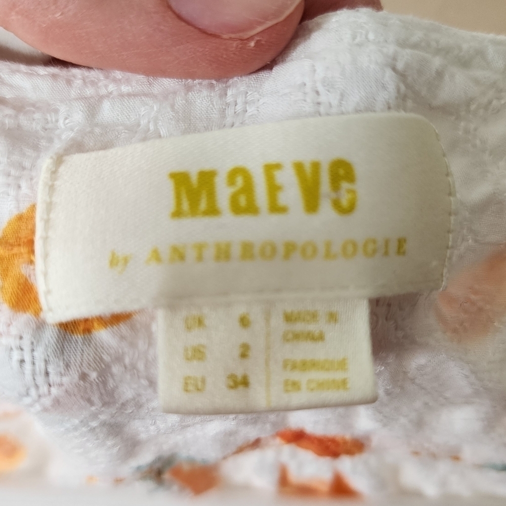 Anthropologie Maeve Hensley Peach Print Top 2 - Picture 5 of 7